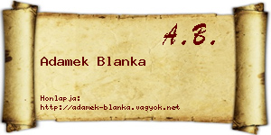 Adamek Blanka névjegykártya